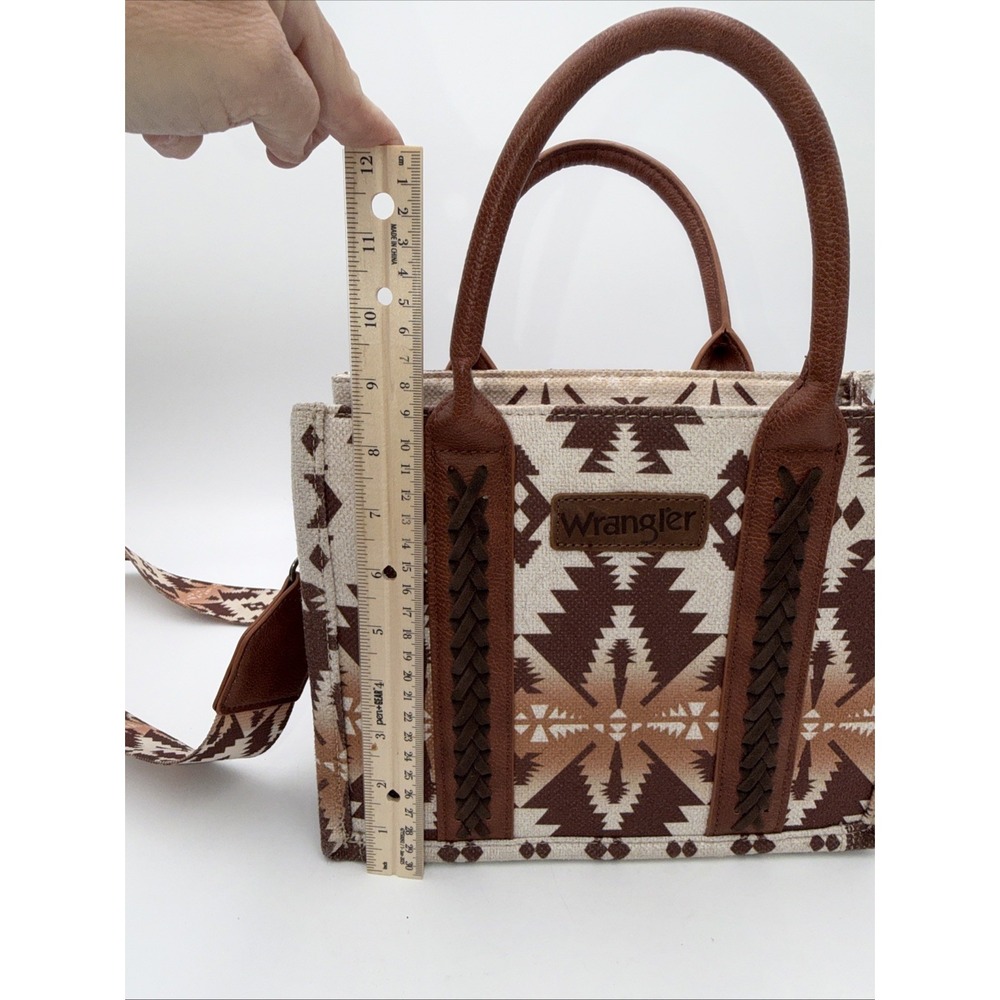 Wrangler Western Aztec Pattern Tote Bag Brown Beige Top Handle & Strap Women - Picture 15 of 16